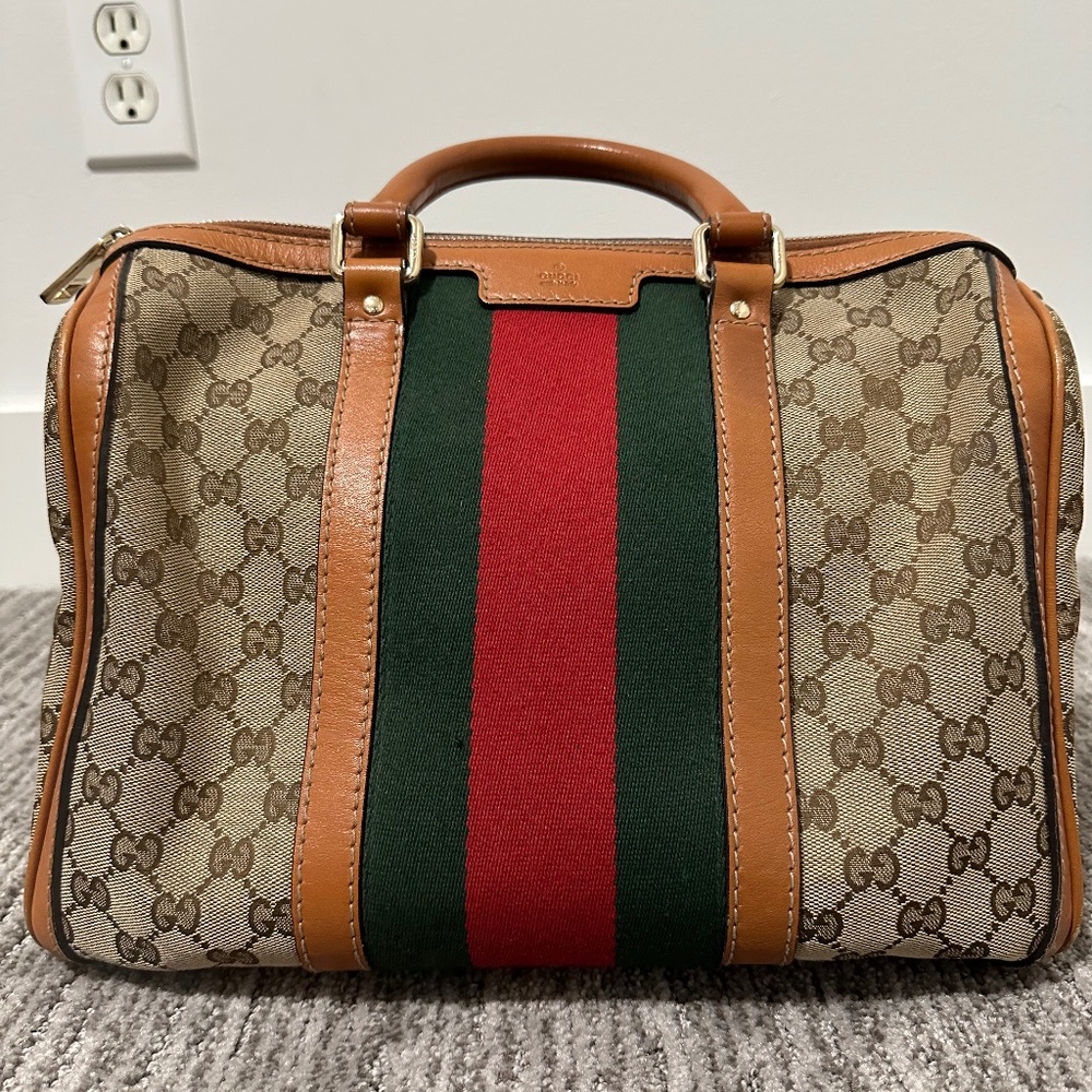 Gucci Vintage Web Boston Bag GG Canvas Medium